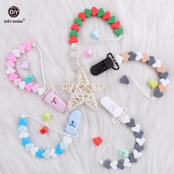 

Let's Make Baby Feeding 1pc Pacifier Chain Pacifier Clips Perle Heart Silicone Beads Chupetero Baby Accessories Holder Present
