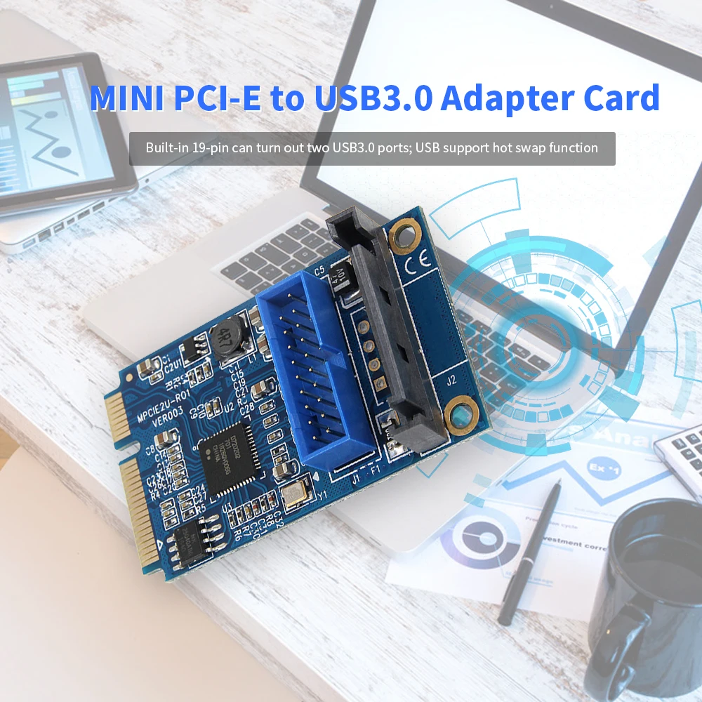 Mini PCI E к 19 контактный USB 3 0 5 Гбит/с двойной SATA USB3.0 мини адаптер расширения