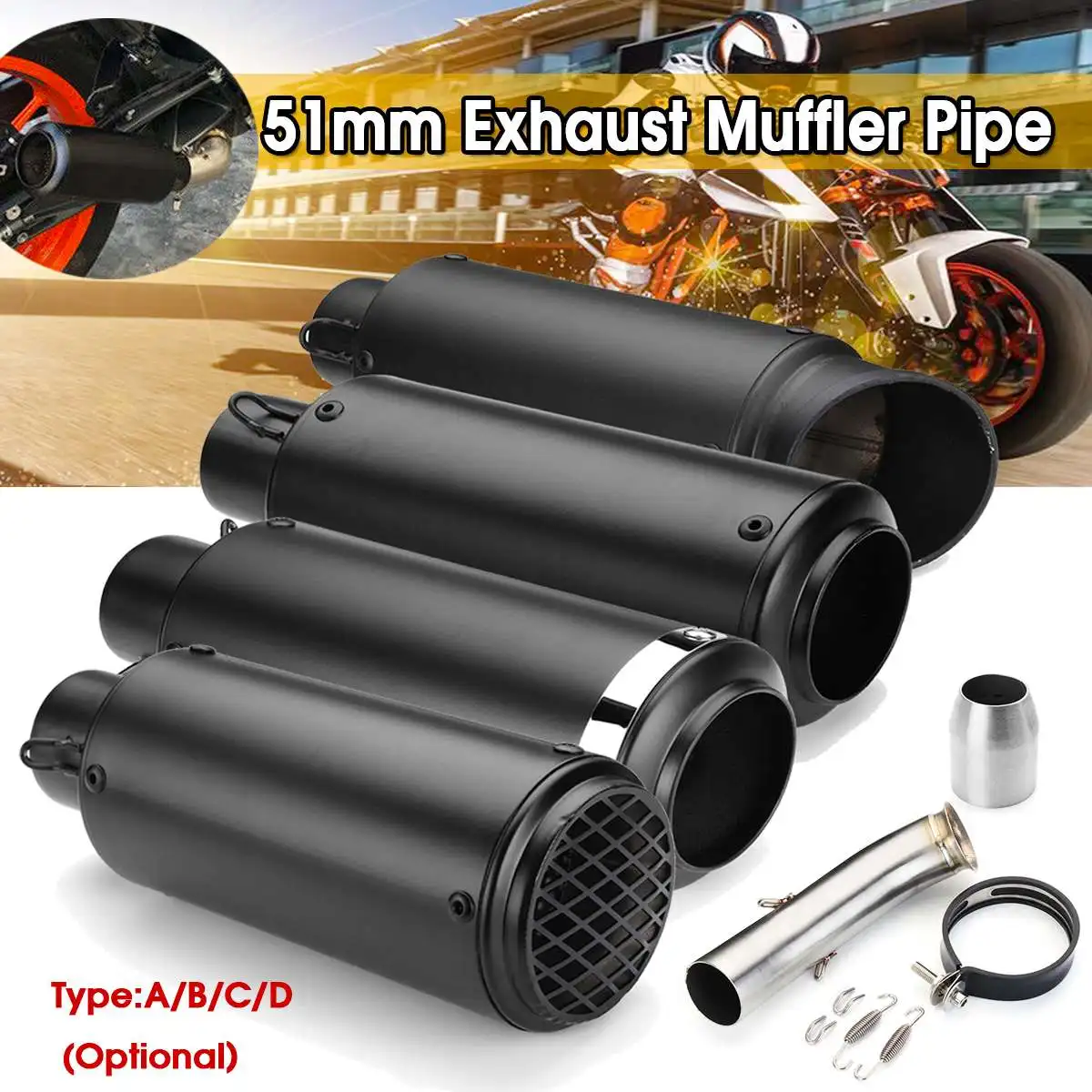 

51mm Motorcycle Exhaust Muffler Pipe Slip On Mid Link Pipe For KTM DUKE 125 250 390 RC 2017 2018
