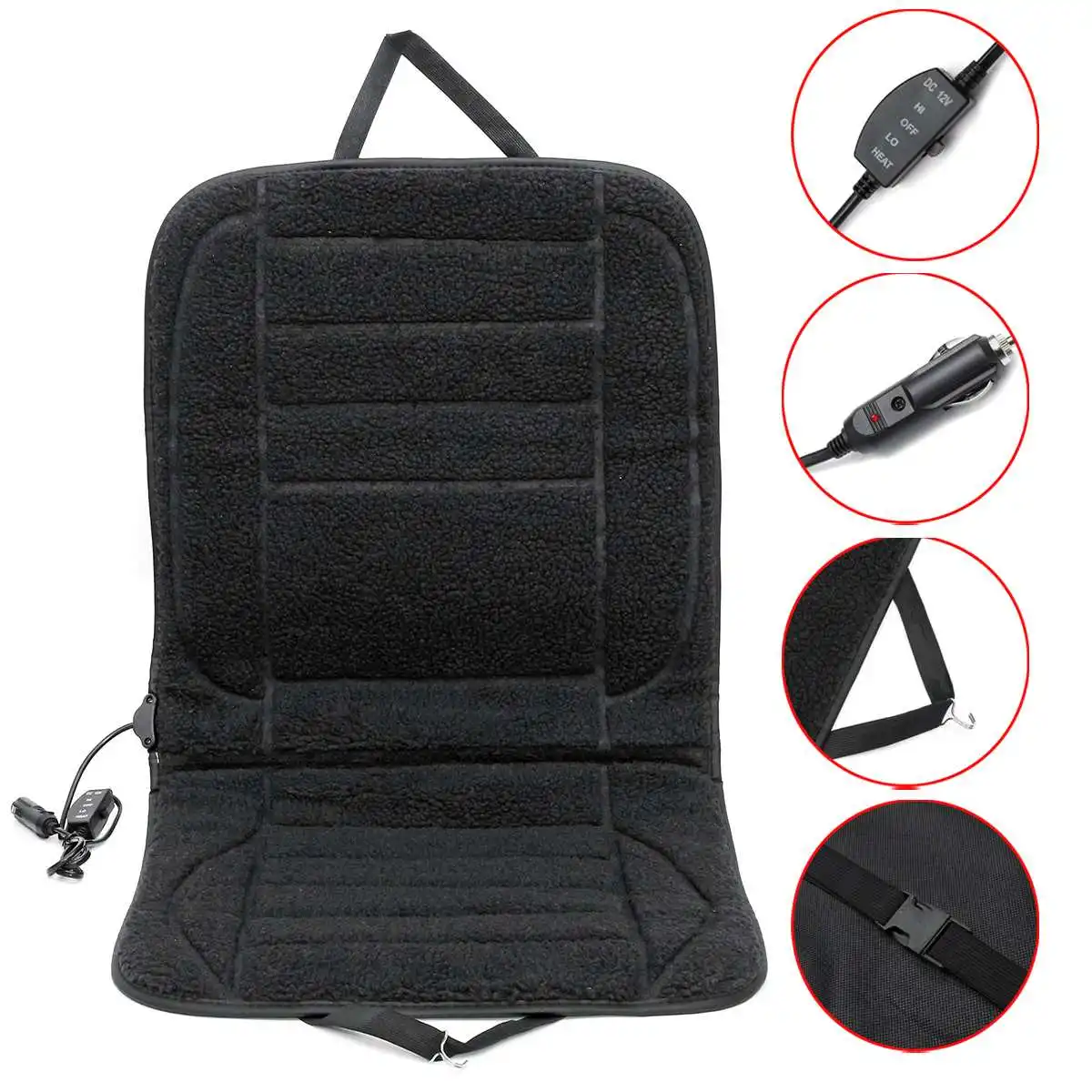 

1PC 12V Car Electric Heating Cushion Winter Car Heated Pad Car Heated Seat Cushion Heater Warmer Cardriver Single Seat Cushion