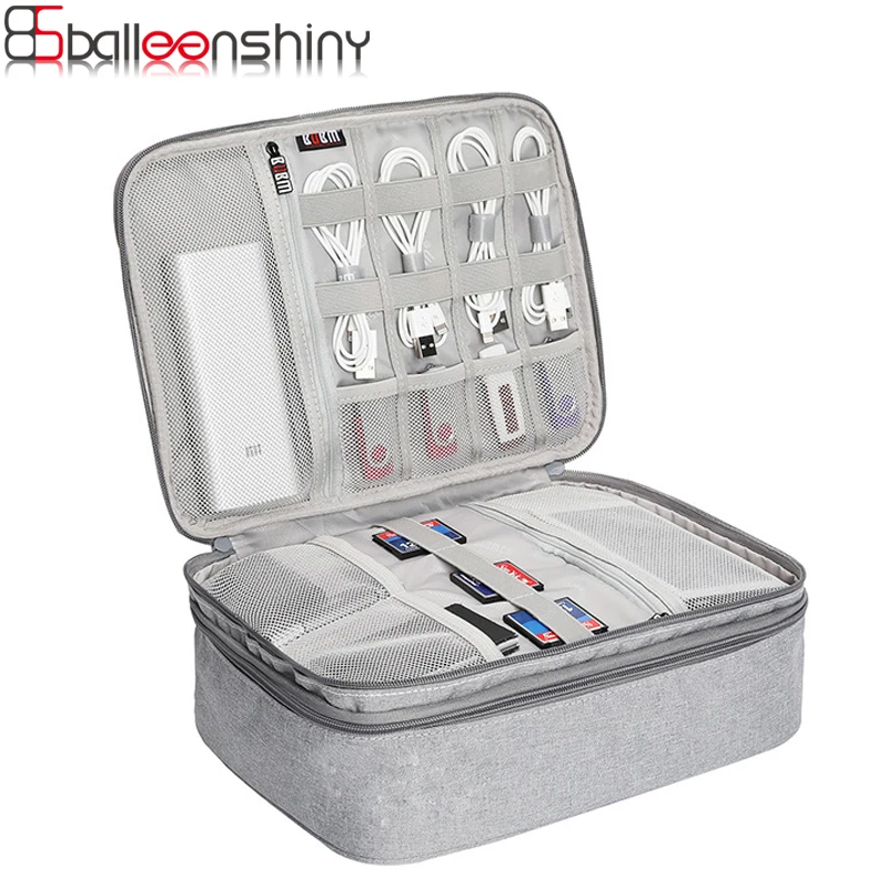 

BalleenShiny Digital Storage Bag Multi-function Travel Data Cable Organizer Bag Power Supply Data Cable Travel Kit Case Pouch