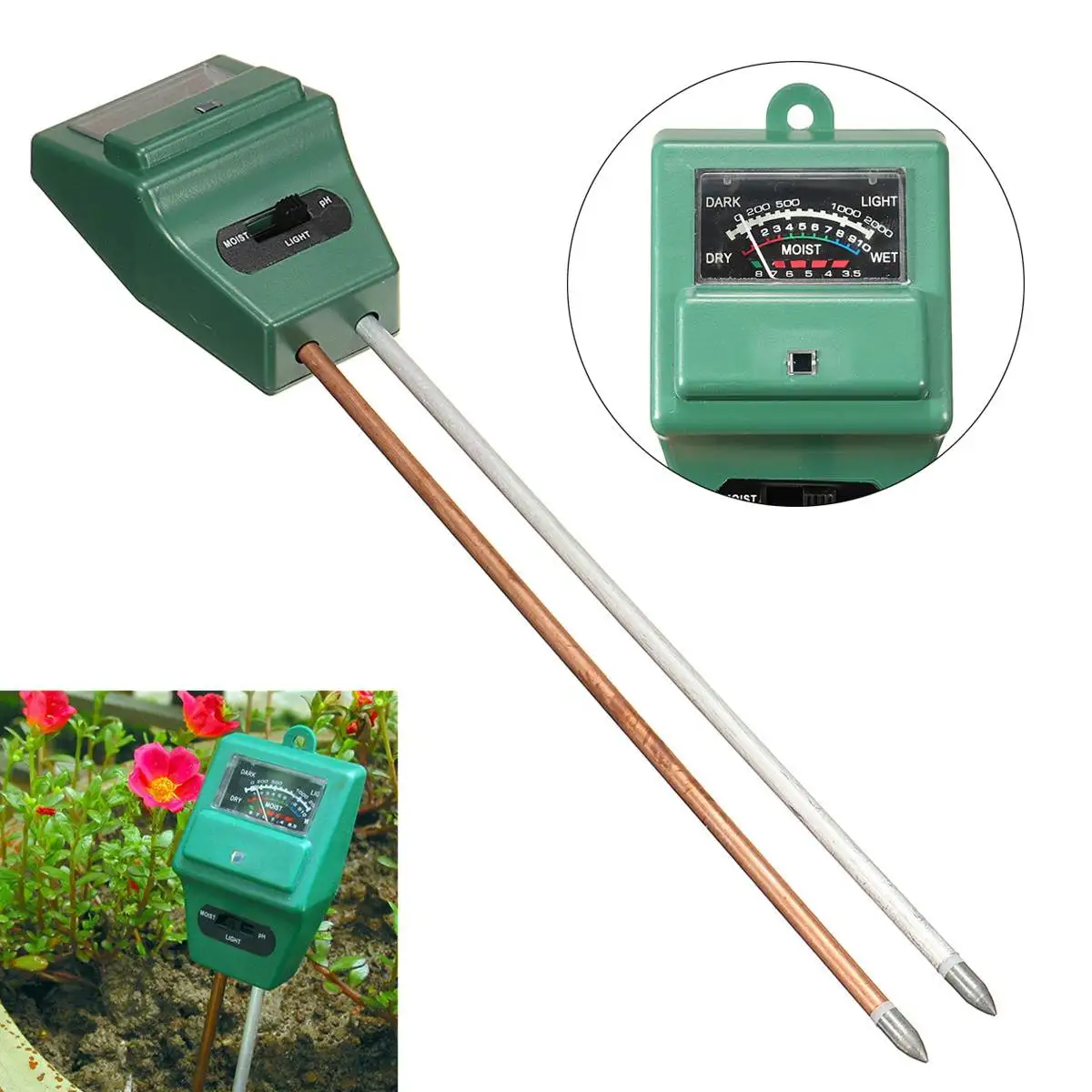 3 in 1 Plant Flowers Soil PH Tester Moisture Measuring humidity Light Meter Hydroponics Analyzer