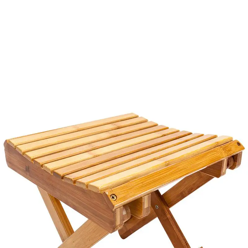 

Children Multi-function Collapsible Bamboo Stool Bamboo Material Wood Color Suitable For Shower Foot Rest, Spa