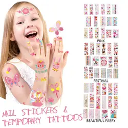 Водостойкая временная татуировка наклейка s + наклейка для ногтей детская вечеринка розовый Феи фестиваль детский сад DIY Наклейка для