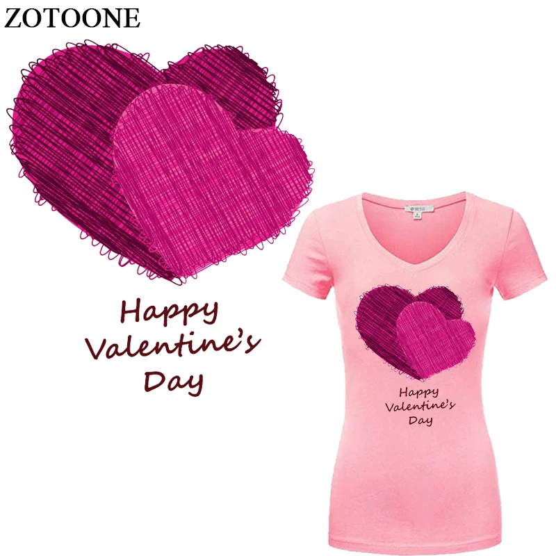 

ZOTOONE Heart Patch Letter Clothes Applique Iron On Patches Heat Transfer Vinyl DIY Print On T-Shirt Dresses Clothing Stickers E