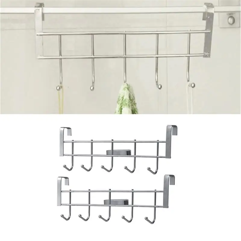 OUNONA 2pcs Over The Door Hook Stainless Steel Wall Mounted Hook Coat Hat Hanger Hook Door Hook Rack Door Storage Hanging Rack