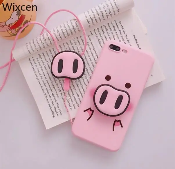 Wixcen милый чехол для телефона с мультяшной Свинкой Розовый силиконовый Iphone X Xs Max 6s