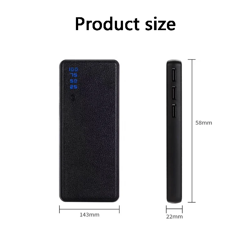 Внешний аккумулятор power Bank 20000 mah, внешний аккумулятор PoverBank 3USB, ЖК-внешний аккумулятор, портативное зарядное устройство для мобильного телефона, для Xiaomi Mi iphone7 5x18650