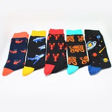 PEONFLY большого размера разноцветный чесаный мужские хлопковые носки забавного животного Новинка Платье Носки Для мужчин Happy носки Harajuku для Рождественский подарок