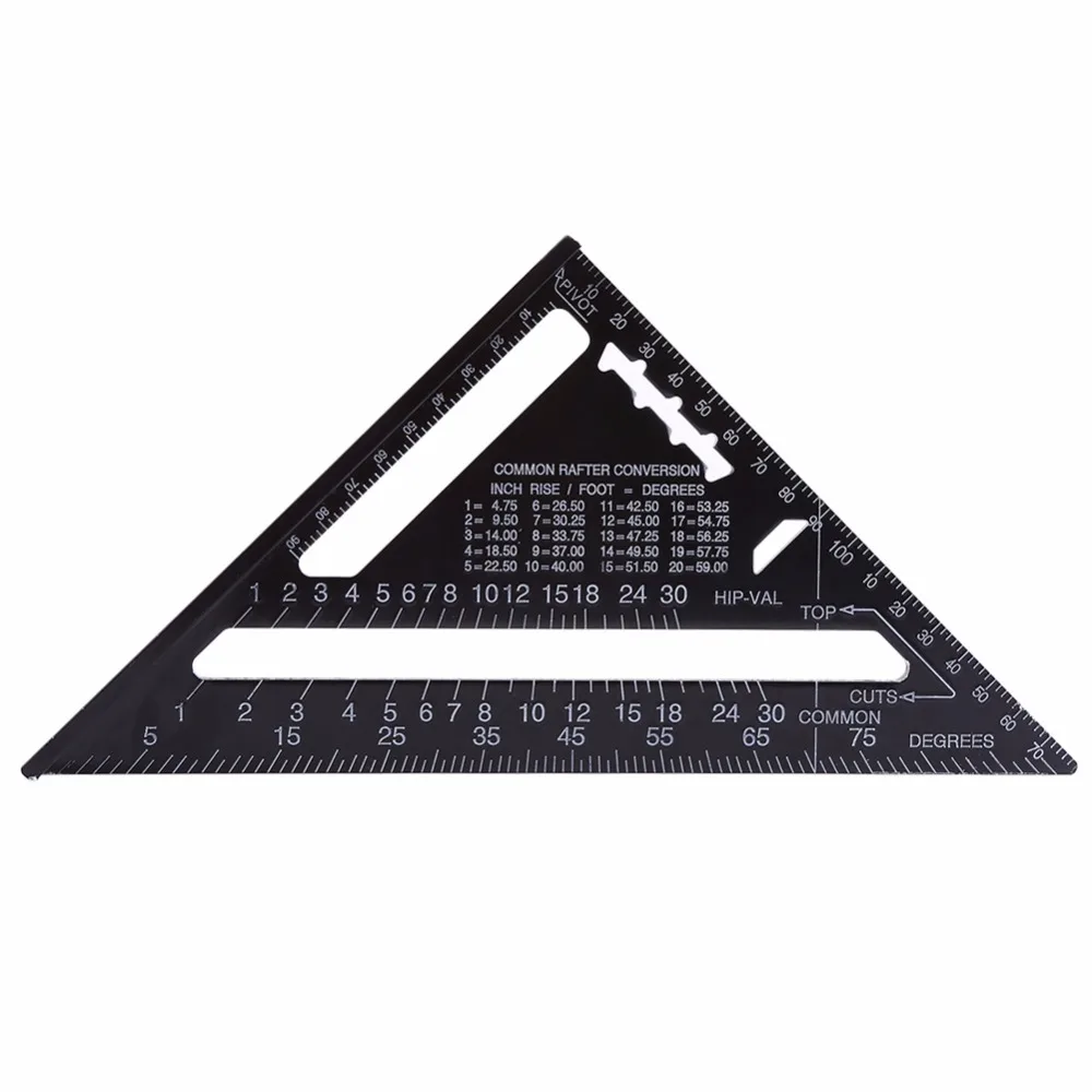 

Triangle Angle Protractor 7 Inch Metric Aluminum Alloy Black Oxidation Roofing Triangle Angle Protractor Layout Guide Tool