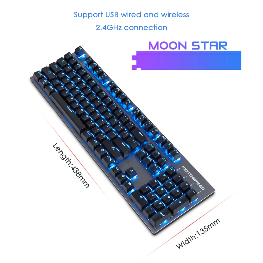 Motospeed GK89 2 4 ГГц беспроводная/USB Проводная Механическая клавиатура с 104 кнопками