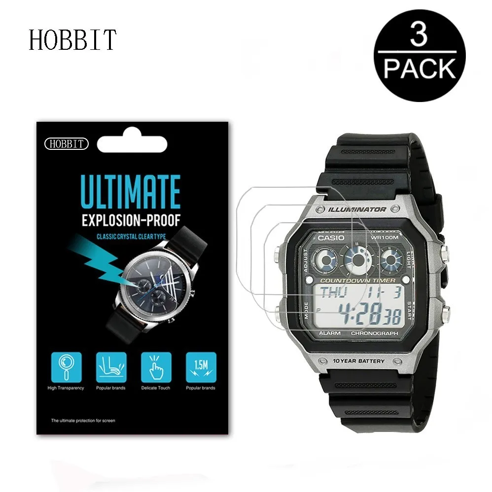 Взрывозащищенная нано пленка для экрана Casio 3 упаковки 5H AE1300WH мужских часов AE1200WHD