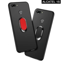 Чехол для Alcatel 1S 5024D чехол Роскошный 5,5 дюймов мягкий черный пластиковый металлический чехол с кольцом на палец для Alcatel 1S чехол для телефона s