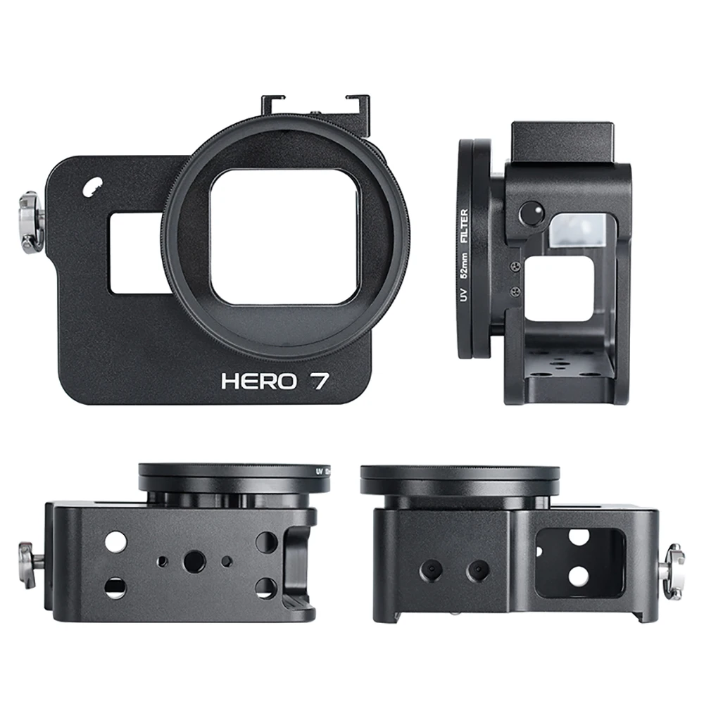 

New Aluminium Portable Protective Cage Shockproof Cradle Cover with Hot Shoes for Gopro7 Action Camera