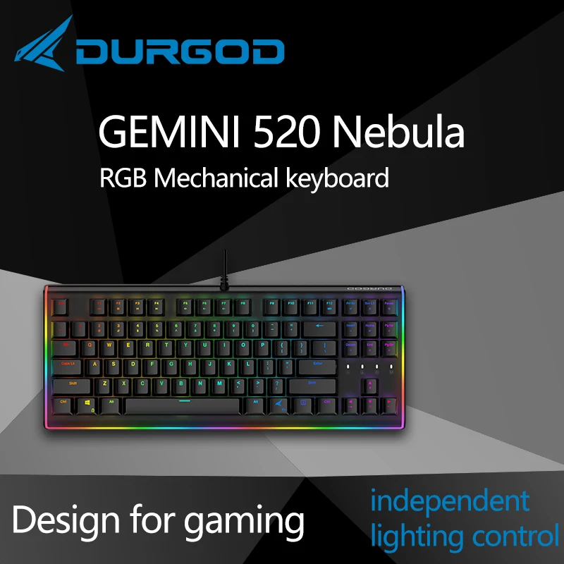 Durgod 87 gemini 520 Туманность rgb Механическая фотолампа cherry mx pbt doubleshot коричневый синий
