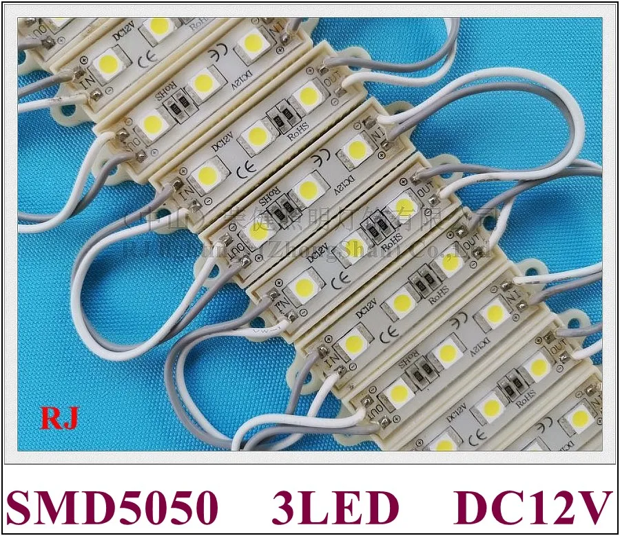 

45mm*12mm*6mm IP65 waterproof 3 LED 5050 LED module light lamp sign and channel letters DC12V 0.72W free shipping