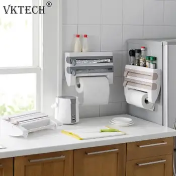 

Kitchen Organizer Cling Film Sauce Bottle Storage Rack Tin Foil Paper Towel Holder Kitchen Shelf Plastic Wrap Cutting Tool