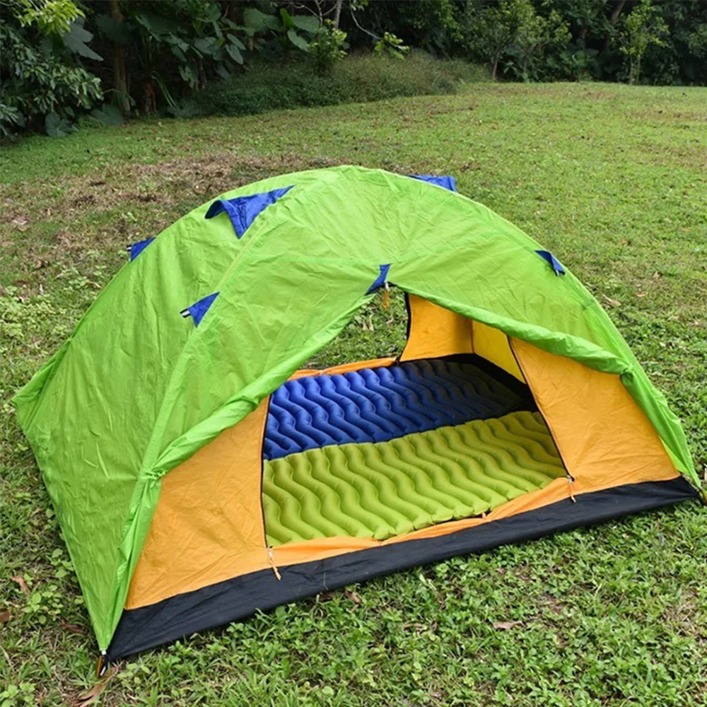اوتو التخييم نفخ وسادة في الهواء الطلق خيمة سميكة بساط نوم التلقائي التضخم التخييم حصيرة وسادة النوم 40D النايلون منقوشة