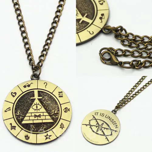 

Wellcomics Anime Gravity Falls Bill Cipher Zodiac Symbol Metal Handmade Pendant Necklace Chain Ornament Cosplay Collection Gift