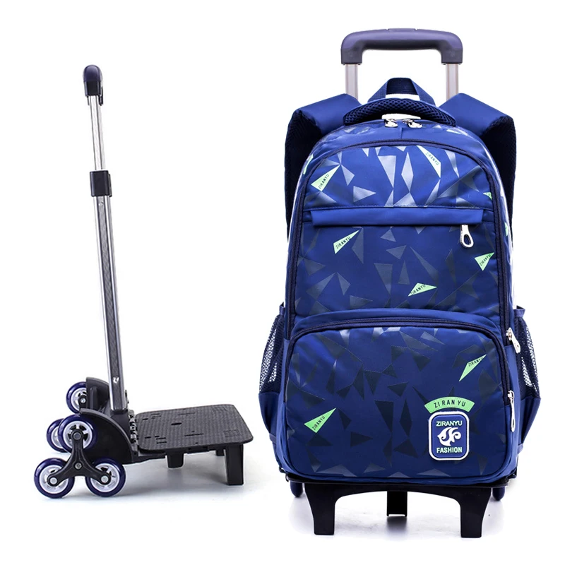 

Grades 4-9 waterproof Removable Children School Bags With 6 Wheels Stairs Kids Trolley Schoolbag Book Bags boys girls Backpack