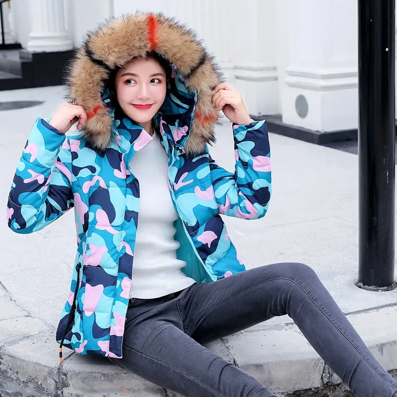 Cuero Gris Invierno Azul Camo Alta Capucha Calidad Piel Parkas 4xaAtOxq