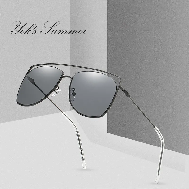 

YOK'S Vintage Hollow Cat Eye Sunglasses Women Brand Thin Metal Goggle Glasses Men UV400 Coating Driving Shade Spectacles WN1199