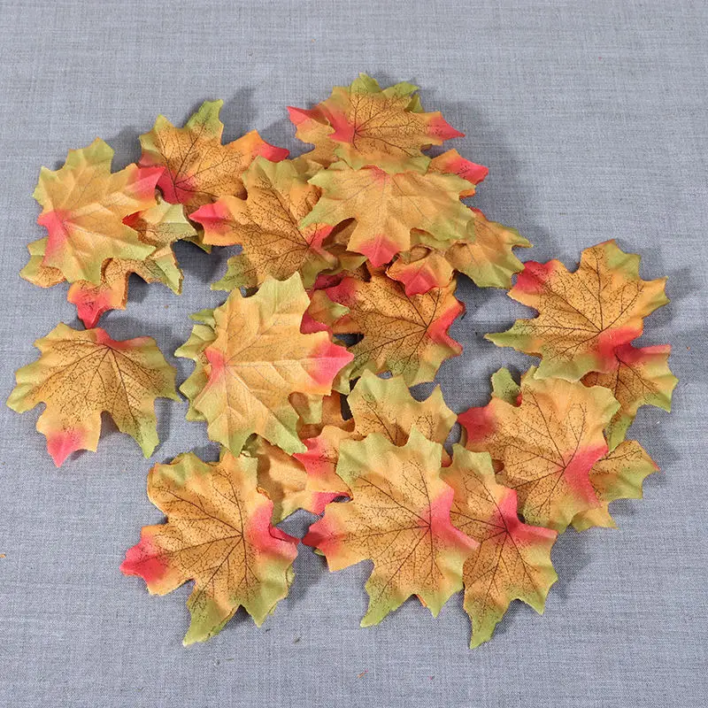 

Artificial Maple Leaves Simulation Decorative Fake Fall Leaves For Home Wedding Party Decoration Photo Props Orange Wine 1 Pack