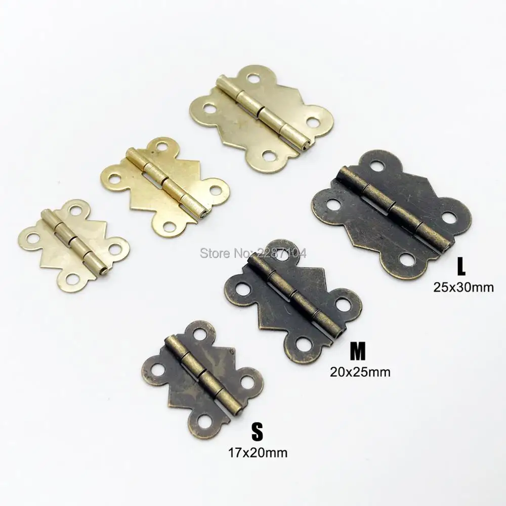 

12pcs Mini Butterfly Shape Jewelry Chest Gift Wine Wooden Box Case Furniture Dollhouse Door Hinge with Screw 17x20 20x25 25x30mm