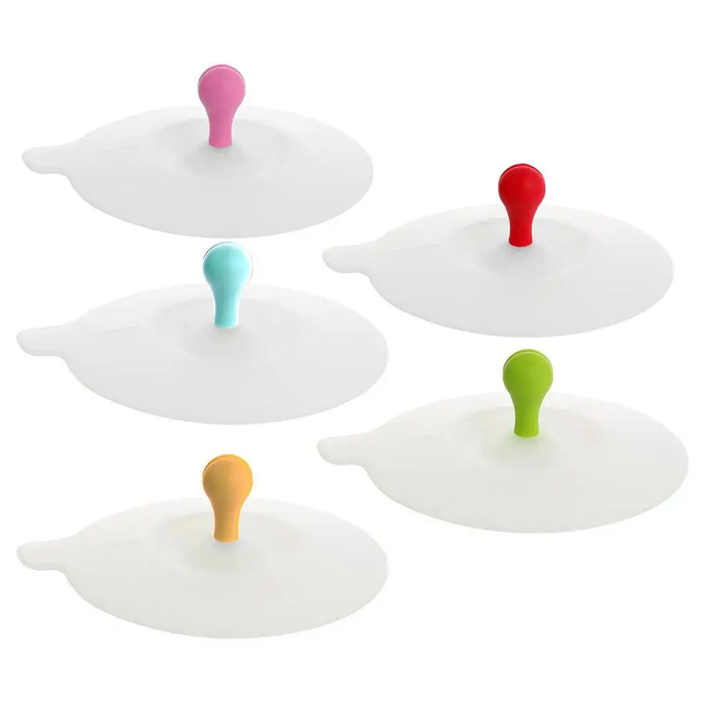 

Silicone Cup Lid with Clip Creative Food Grade Reusable Silicone Cup Cover Leak-proof Heat-resistant Safe Healthy Cups Lid