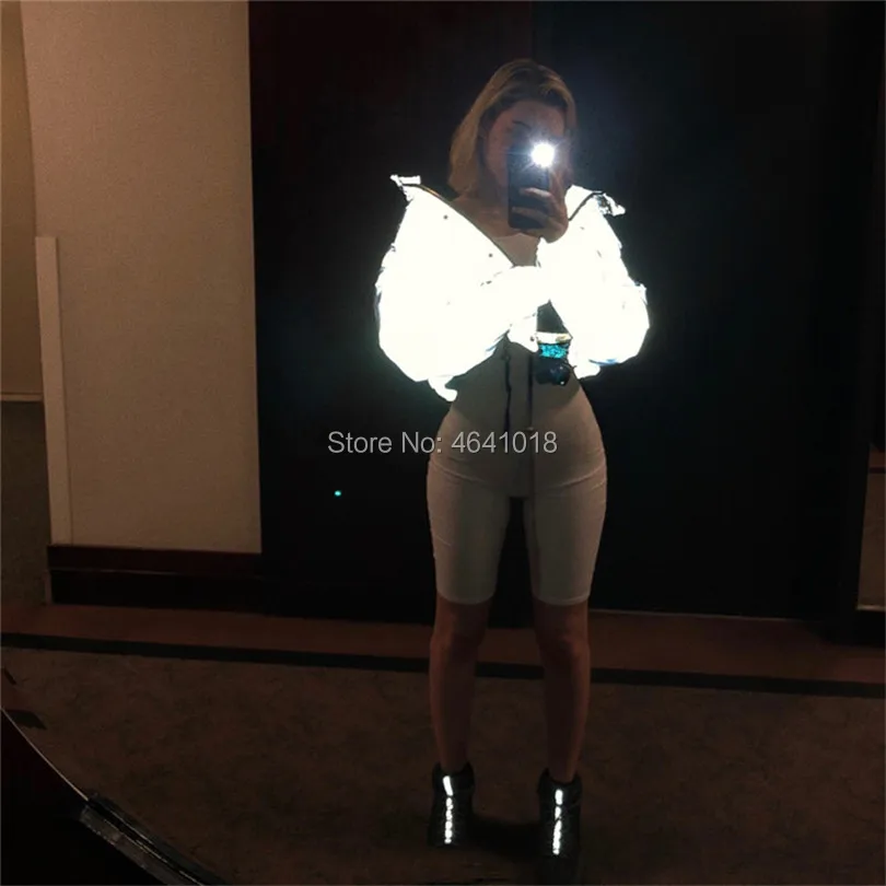 

Winter Fashion Reflective Short Warm Women Coat Jackets Short Jacket top Gray Color New Ladies Parka spring ladies Coat