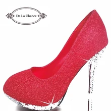 2018 Glitter Wedding Shoes Bridal Evening Party Crystal Red Bottom High Heels Women Shoes Sexy Women