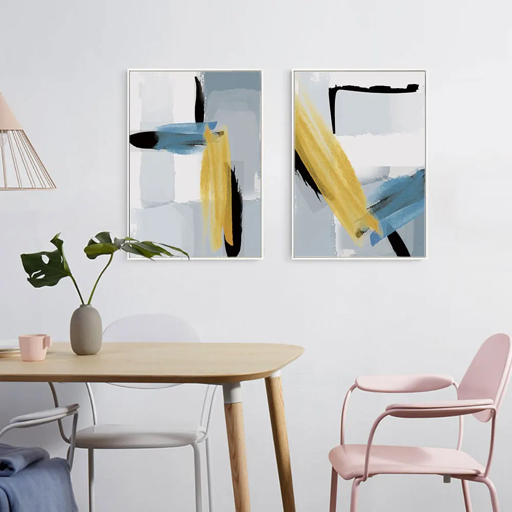 

Abstract Geometric Canvas Paintings Nordic Yellow Posters Prints Wall Art Oil Pictures for Living Room Home Decor Unframed