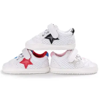 

Newborn Baby Shoes Boys Girls Infant Sneaker Soft Sole Five Star Pattern Anti-slip Hook-loop First Walker Shoes