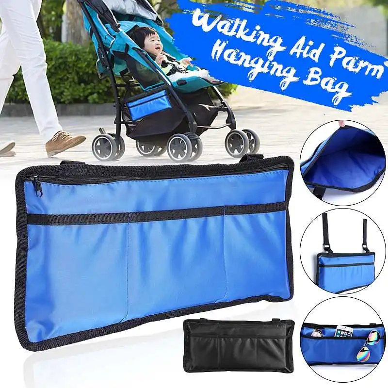 

Blue / Black WheelChair Armrest Side Storage Bag Accessories Wallet Case Organizer/Scooter WalkerFolding Walker Holder