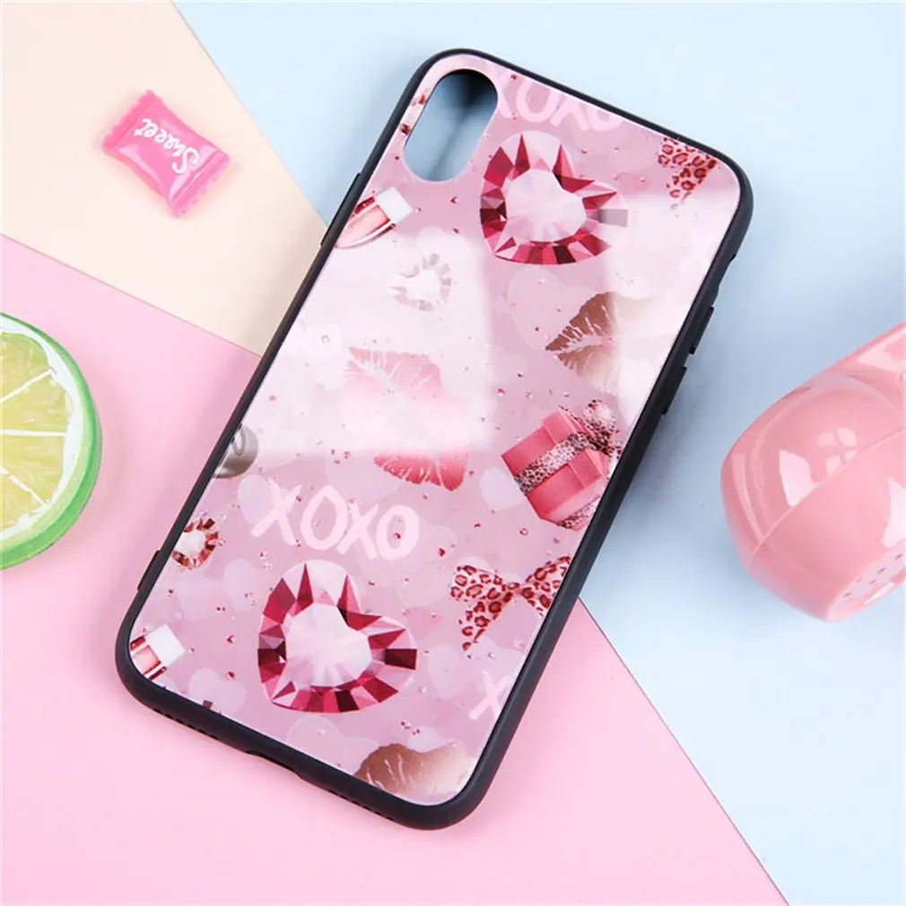 Lip Pattern Aurora Glass Phone Case Cover Shell Cellphone Case Protection Man Woman Fashion Accessories,Mobile Phone