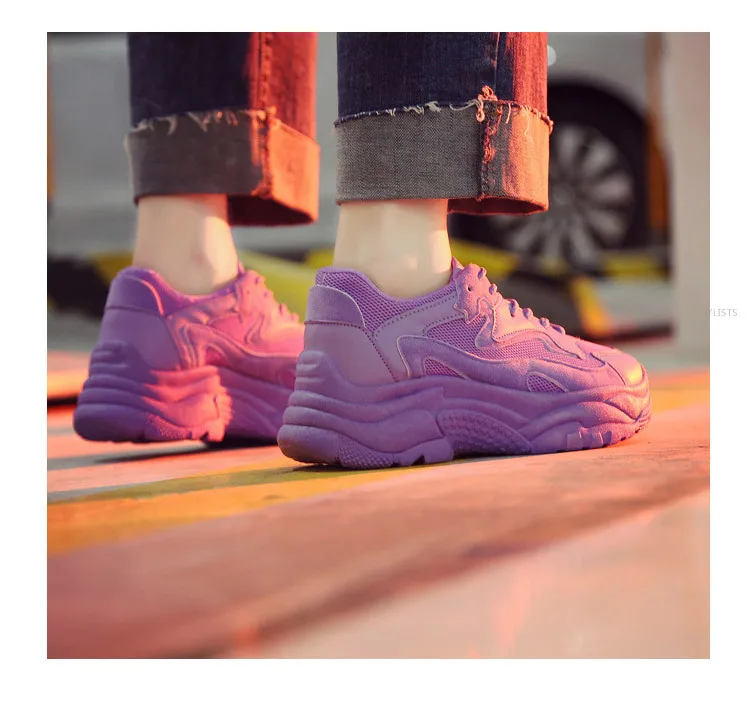 Respirantes Vulcaniser Mode pourpre De Épaisses Semelles Décontracté À Coudre Femmes blanc Solide forme Chaussures Med Hiver Plate Rose Baskets Lacets Pqw5U0
