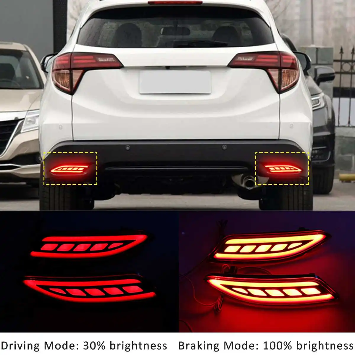 

2Pcs/Set LED Rear Bumper Reflector Driving Brake Tail Light For Honda For HR-V HR V Vezel 2015 2016 2017 Signal Light
