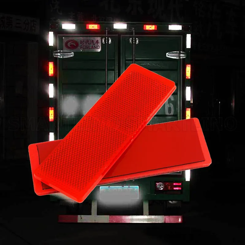 

5*15cm Red White Truck Safety Warning Tape High Visibility Automobile Car Plastic Reflective Tape Panel with Strong Glue Sticker