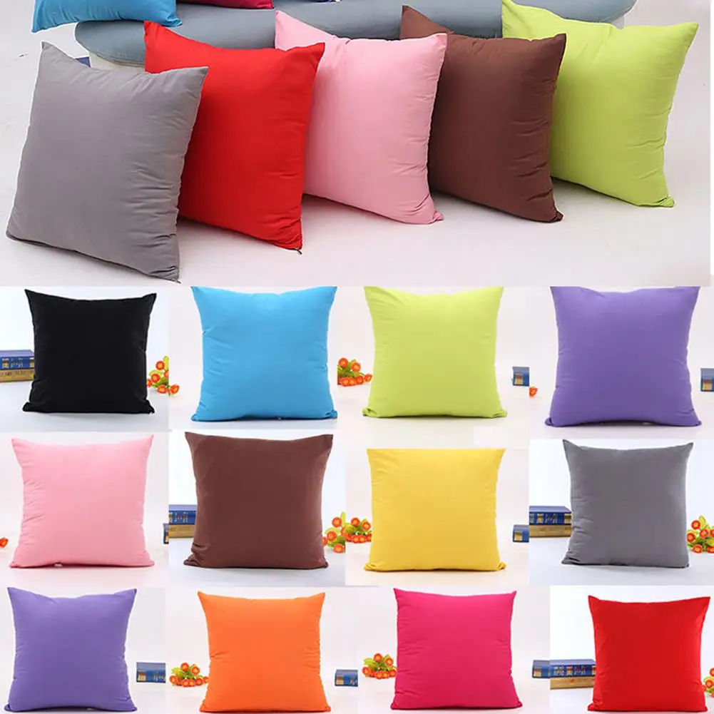 

Home Room Sofa Bed Decor Solid Color Throw Pillow Case Square Cushion Case