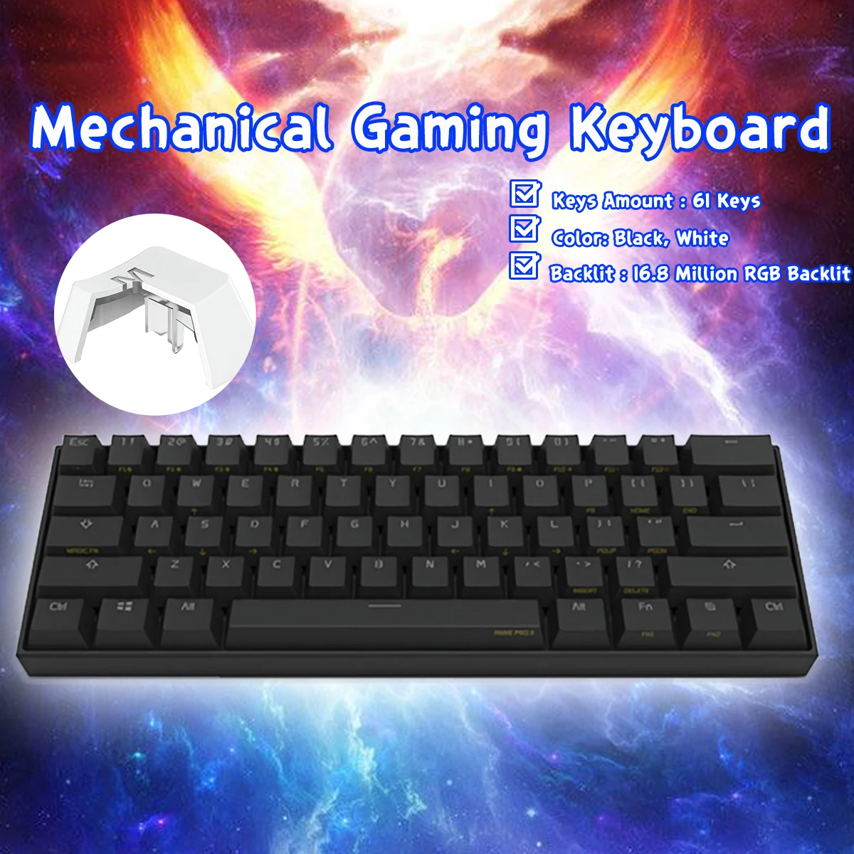 

[Kailh BOX Switch]Obins Anne Pro 2 60% NKRO bluetooth 4.0 Type-C RGB Mechanical Gaming Keyboard