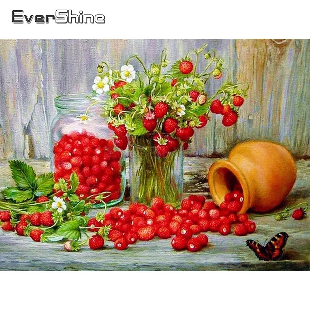 

EverShine Diamond Embroidery Scenery DIY 5D Diamond Painting Full Drill Square Fruit Cross Stitch Diamond Mosaic Home Decoration