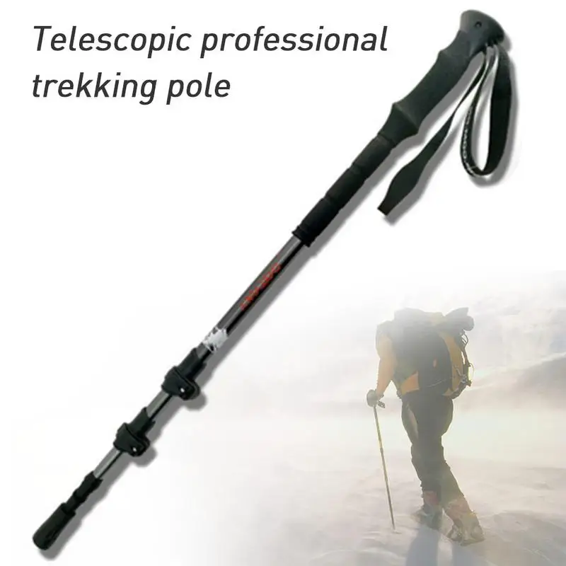 

Lock Trekking Pole Aluminum Three-Section Folding Stick Telescopic Professional Ski Pole Ultra-light Adjustable Camping Hiking