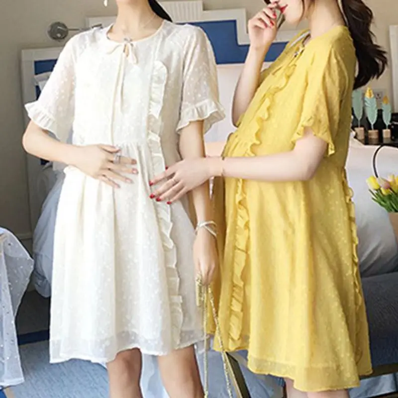 

Maternity Dress Fashion Chiffon Casual Plus Size Loose Elegant Women Dresses Pregnancy Summer Clothes Maternity Wedding Dresses