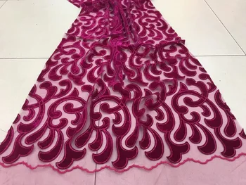 

French net lace fabric 2018 latest african guipure lace fabric with embroidery mesh tulle sequins lace fabric RF2557