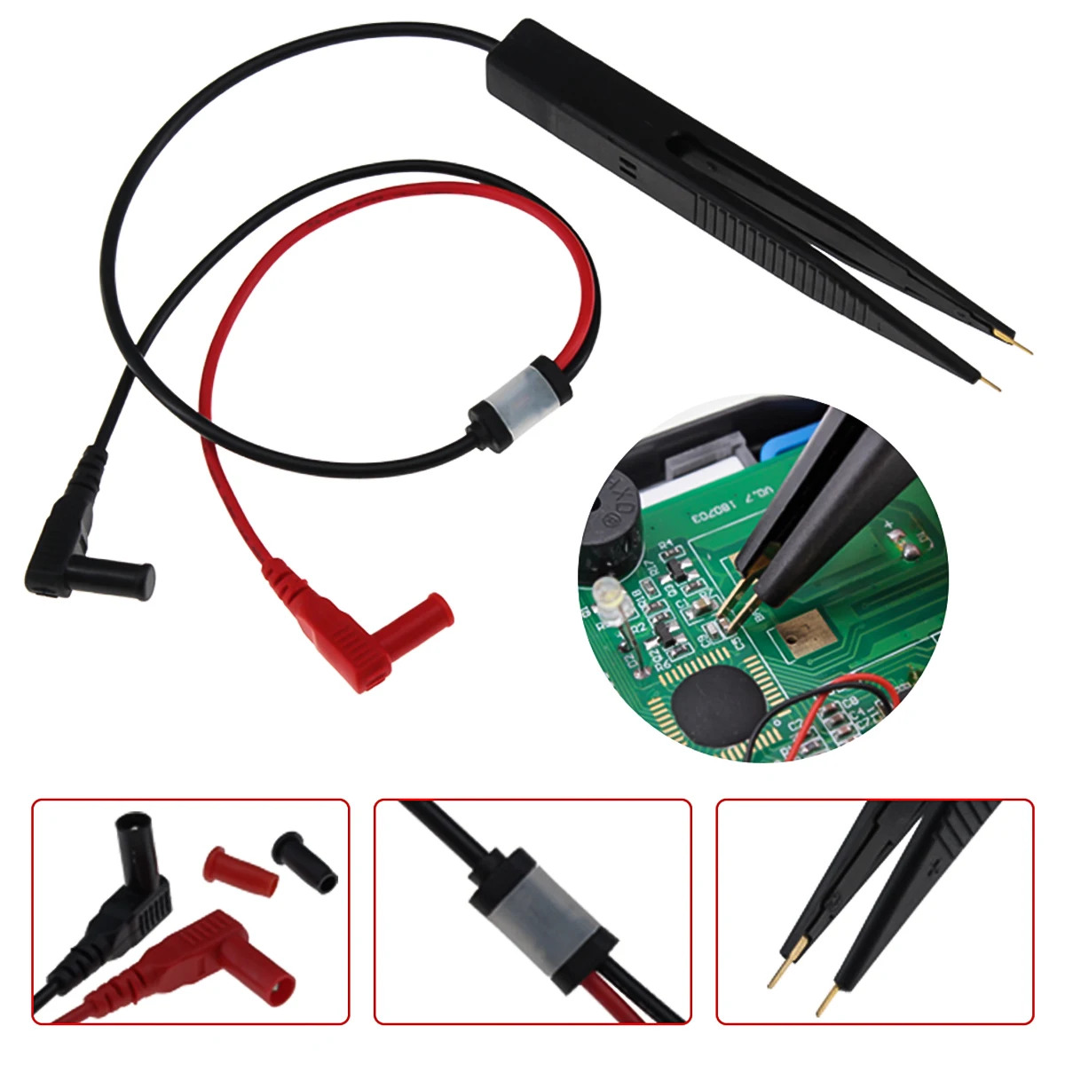 

SMD SMT Chip Test Clip Lead Probe Multimeter Meter Tweezer Capacitor Resistance Test Lead