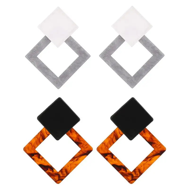 

Earrings Women Retro Geometry-shaped Acrylic Fashion Drop Earrings Simple Pendant Ear Drop Jewelry Women Gift