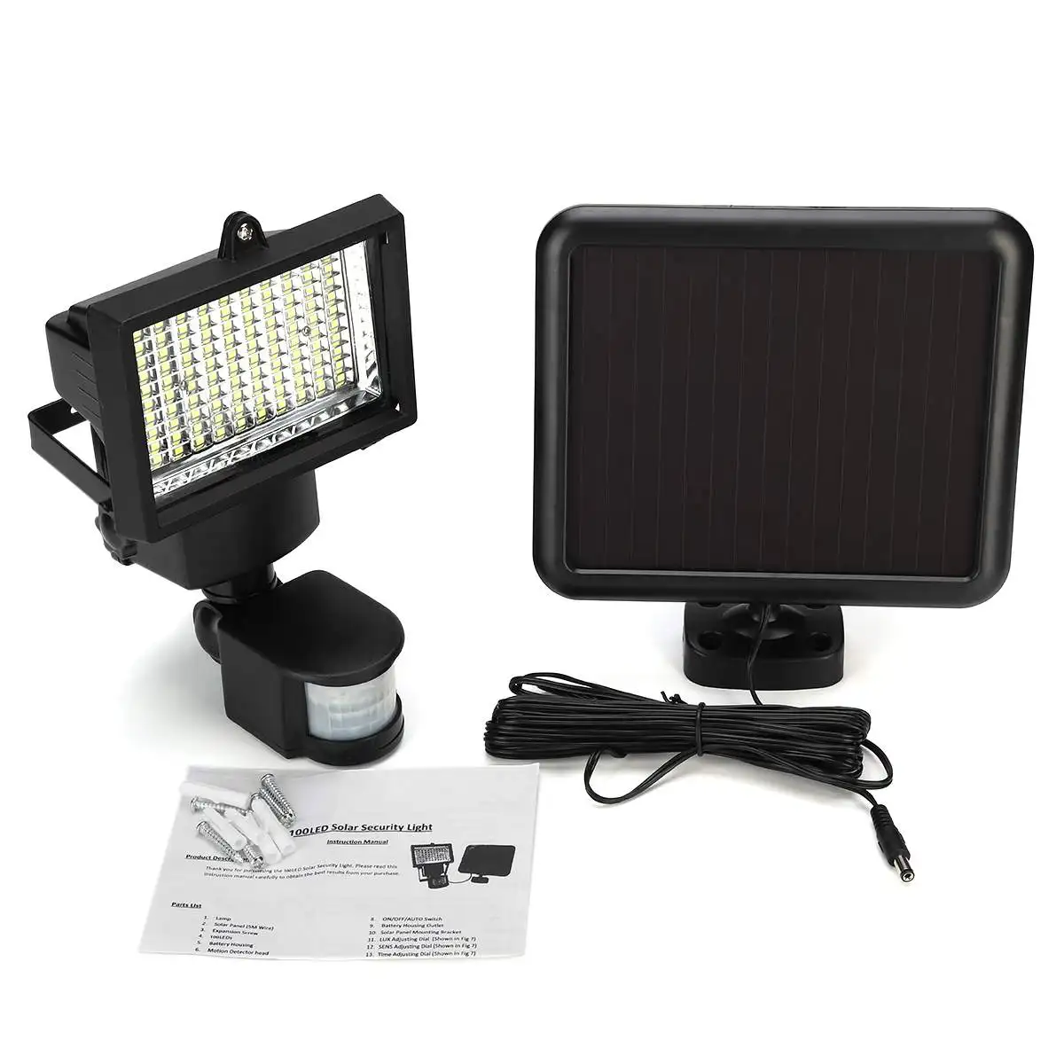 Solar Power Panel 100 Led Pir Motion Sensor Flood Light Outdoor Led Pir Motion Sensor Flood Light