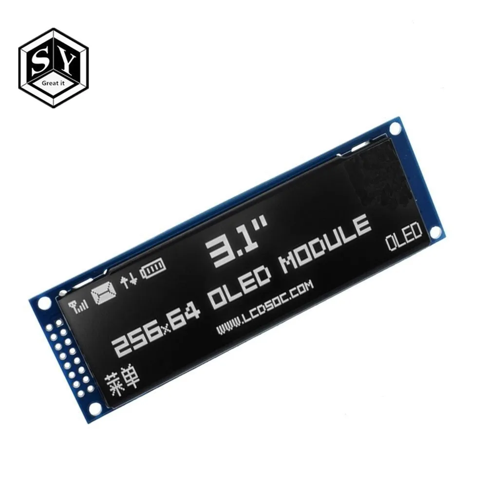 

GREAT IT Real OLED Display 3.12" 256*64 25664 Dots Graphic LCD Module Display Screen LCM Screen SSD1322 Controller Support SPI