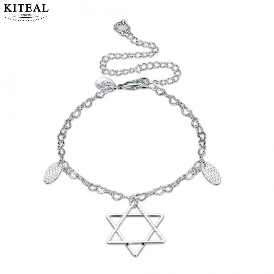 Посеребренные браслеты KITEAL Lotus для подруги с пятью звездами 20 см + 10 браслет на