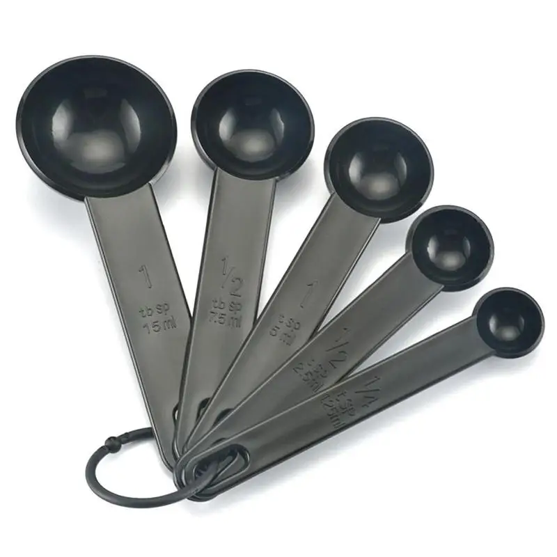 

5 Stks/set Plastic Teaspoon Spoon Set With Scale Baking Meter Color Diy Key Spoon Baking Tool Kitchen Gadgets